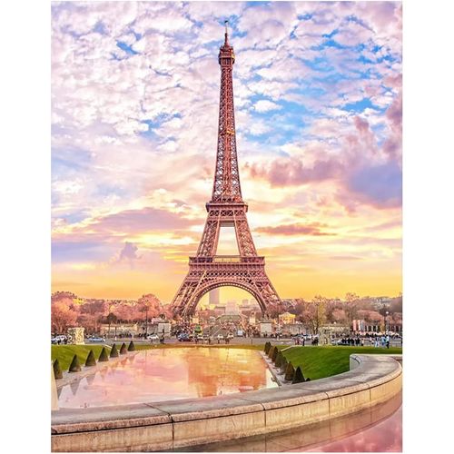 Ayuhr-Peinture Diamant Carr Carre 40x50 Cm Diy 5d Diamond Painting Paysage Coucher De Soleil Peinture Par Numros Toile Canevas Diamant Kit Complet Tour Eiffel Paris Images  Broder Au Point De Croi
