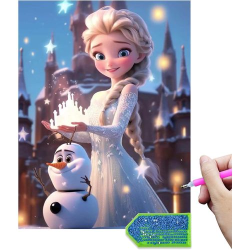 Ayuhr-Peinture Diamant Pour Enfants Et Adultes, Dbutants, Reine Des Neiges Eisa, Princesse 5d, 30 X 40 Cm, Grande Peinture Diamant, Kit De Fabrication De Mosaque, Kit De Bricolage Pour Filles 