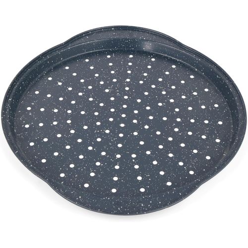 AYUHR-RH01003EU Nightfall Stone Plaque  Pizza Antiadhsif, 37 cm, Plaque de Cuisson Rondes Perfores en Acier Carbone, Sans PFOA, Passe au four jusqu' 220C, Marbre Bleu