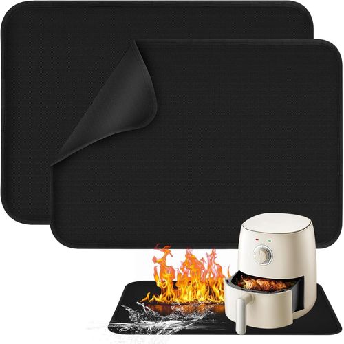 AYUHR-Tapis ignifuge en silicone pour plateau de table, tapis rsistant  la chaleur pour friteuse  air, antidrapant, tanche pour friteuse  air, machine  caf, micro-ondes (noir) (60 x 40 cm)