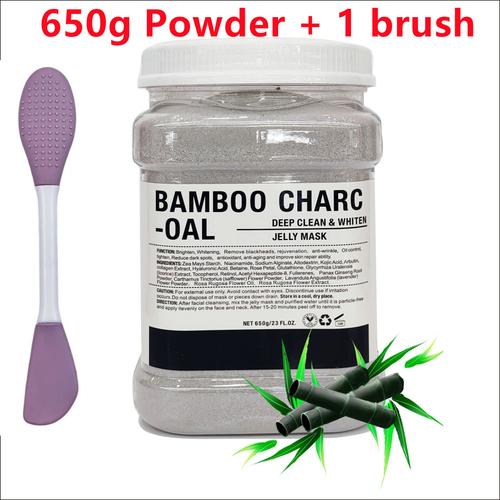 B- Charbon De Bois - Poudre De Masque Facial  L'acide Hyaluronique Et  La Camomille Avec Pinceau En Silicone, Anti-ge, claircissant, Msi De Rose, 650g