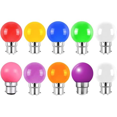 B22 G45 2w Ampoule Led Couleur, Ensemble De Couleurs Mlanges, Dcoration De Fte Et De Fte, Ac/Dc 220-240v, Couleur Rouge Jaune Bleu Orange Rose Blanc Froid Blanc Chaud Lila Vio[Den5282213]