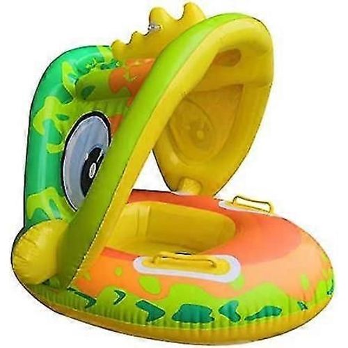 Baby Pool Float avec Sun Canopy - Anneau de natation gonflable Bb Bb Floatie Spring Float Pool Fit Safety Seat Kid's Water Toys (green-frog)