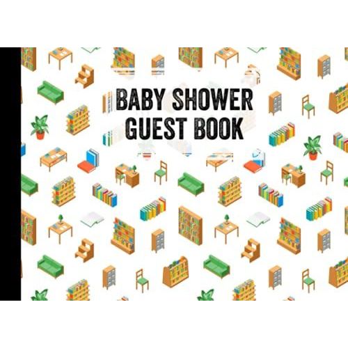 Baby Shower Guest Book: Bookshelves Baby Shower Guest Book, A Simple Mamie And Babies Guestbook | 150 Pages, Size 8.25