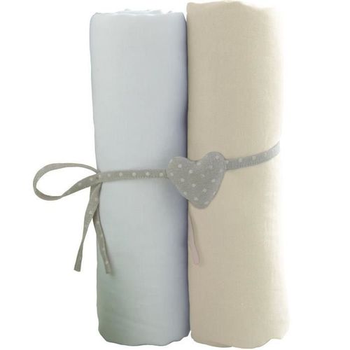 Babycalin 2 Draps Housse Bb Blanc Ecru 70 X 140 Cm Jersey 130gr/M