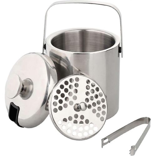 Bac  Glaons  Deux Niveaux De 1,2 L En Acier Inoxydable Avec Couvercle, Pince  Glace, Gobelet  Bire Inclin, 4173
