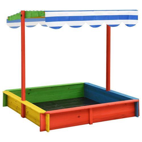 Bac  Sable Avec Toit Rglable Bois De Sapin Multicolore Uv50 Vidaxl Vidaxl