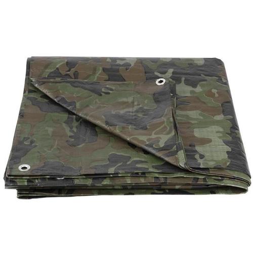 Bche Impermable  Anneaux, 3,9x4,9 M, Pe, 80 G/M2, Camouflage, 20 M2
