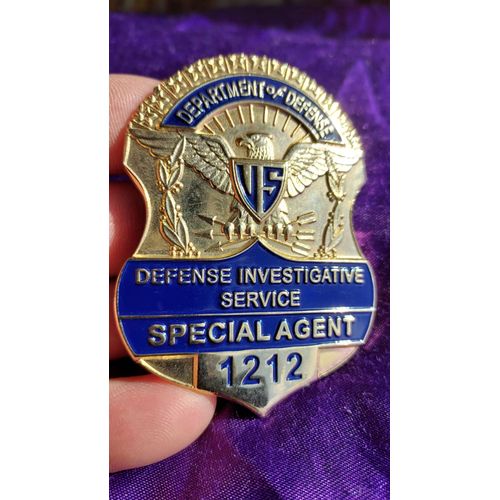 Badge Insigne Department Of Defense Us Defense Investigation Service Special Agent 1212 En Mtal Dor Et Bleu Objet De Dcoration Et De Collection, Rplique 80 Grammes 7.5 Cm De Haut