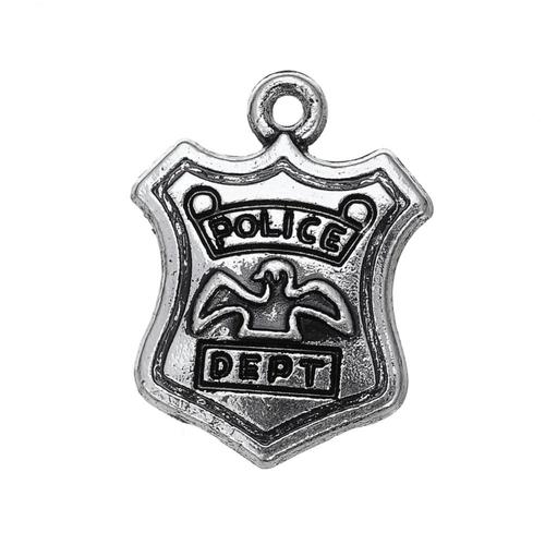Badge Tibtain Argent, 14.5x19mm, Pendentif Du Dpartement De La Police, En Mtal, Lot De 20 Pices, Vente En Gros