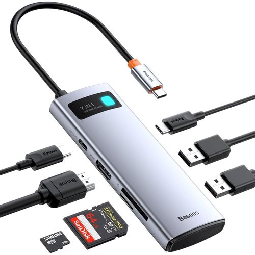 BAERTMY-Hub Usb C 7 En 1 Stations D'Accueil Adaptateur Avec 4K Hdmi, 100W Pd, 2 Usb 3.0 5Gbps, 1 Usb C, Lecteur Carte Sd/Tf Pour Ordinateur Portable Macbook/Surface Pro/Ipad/Steam Deck/Rog Ally/Samsu