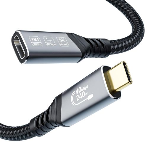BAERTMY-Rallonge Cable Thunderbolt 4 240W, Video 4K@144Hz, 8K@60Hz Rallonge Usb C 0,5M, Extension Thunderbolt 40Gbps Pour Thunderbolt 5, Switch, Macbook, Ipad Pro, Vr, Ssd