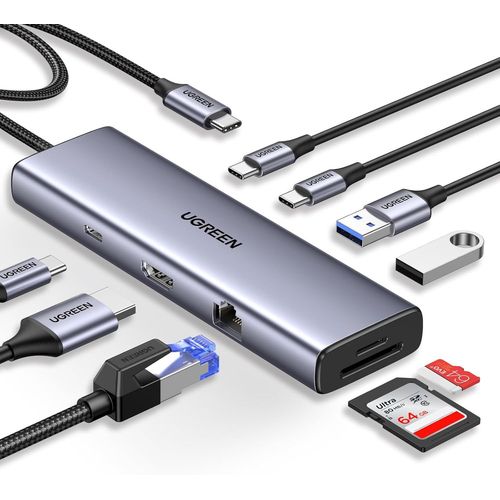BAERTMY-Revodok 109 Hub Usb C Hdmi 4K 60Hz Ethernet Gigabit Pd 100W Lecteur De Carte Sd Tf Multi Data Ports 2A2C 9 En 1 Docking Station Compatible Avec Iphone 16 15 Macbook Ipad Pro Air Steam Deck