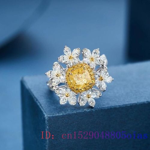 Bague  Fleurs En Cristal Jaune Pour Femmes, En Argent 925, Calcdoine, Amulette, Bijoux En Pierre Prcieuse, Mode Hommes, Jade, Zircon, Cadeaux Naturels