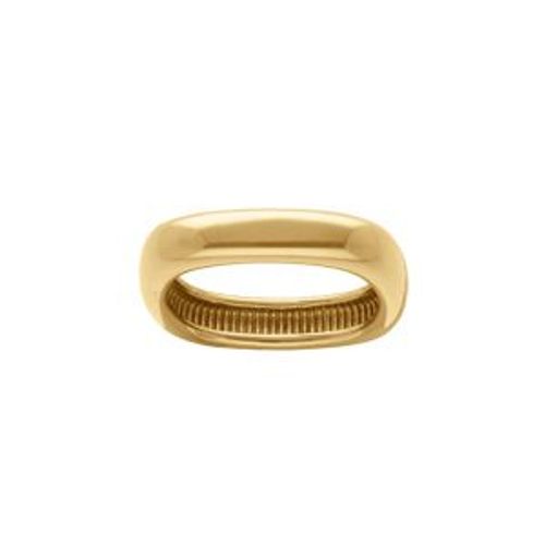 Bague Acier Dor Demi Jonc Rectangulaire