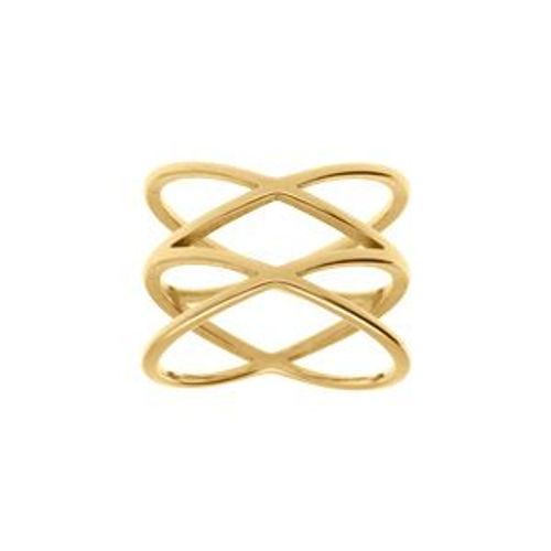 Bague Acier Dor Jaune Anneaux Ouverts