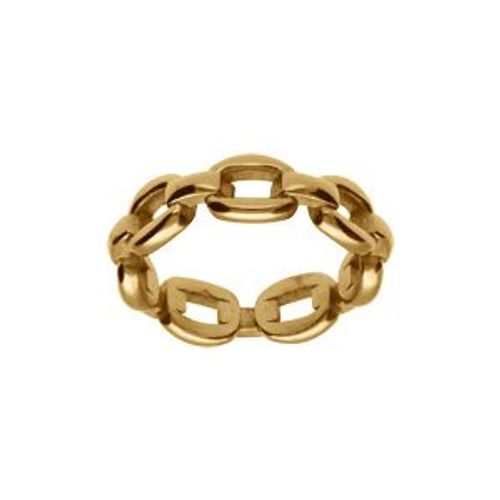 Bague Acier Dor Jaune Mailles Entrelaces