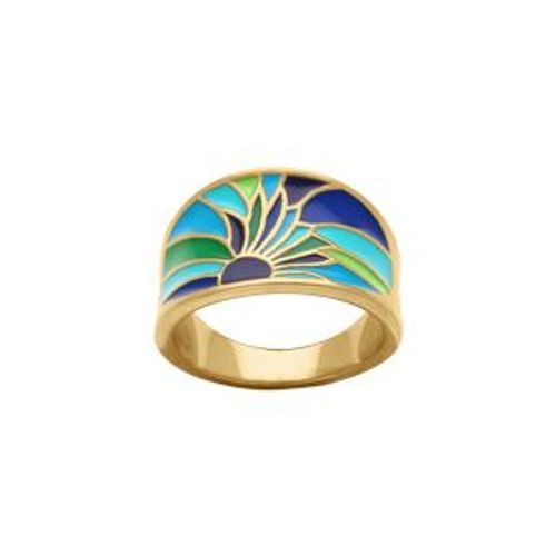 Bague Acier Dor Jaune Stella Mia Rsine Bleu Et Verte