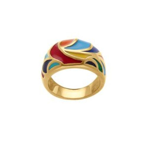 Bague Acier Dor Jaune Stella Mia Rsine Multicouleur