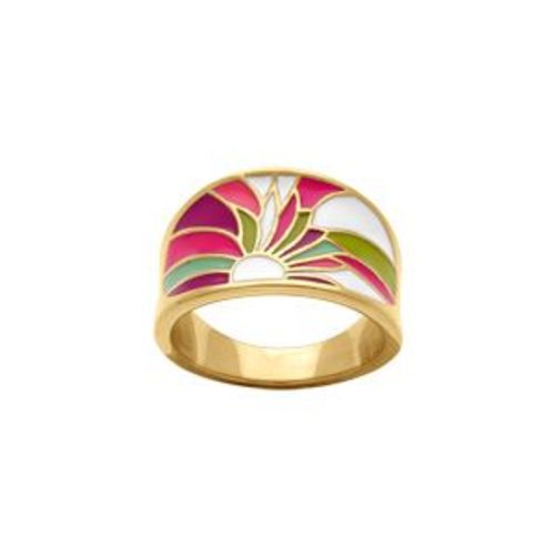 Bague Acier Dor Jaune Stella Mia Rsine Rose Et Violet