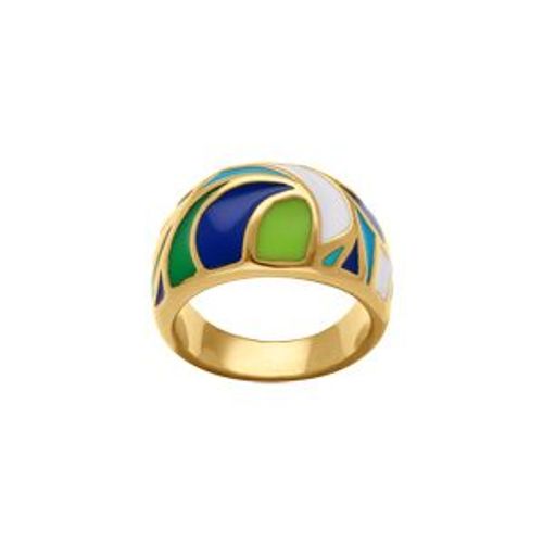 Bague Acier Dor Jaune Stella Mia Rsine Verte Et Bleu