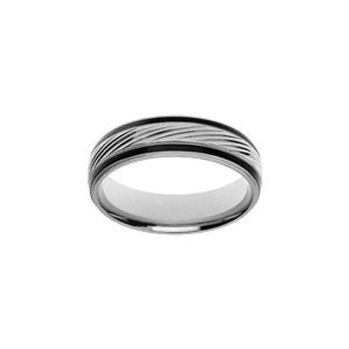 Bague Acier Et Pvd Noir Strie 6mm