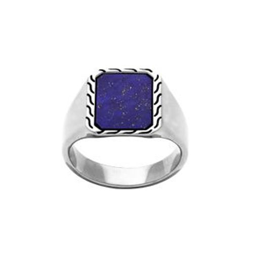 Bague Acier Rectangulaire 13 X 10mm Lapis Lazuli Reconstitue