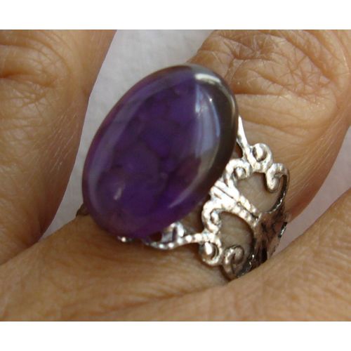 Bague Agate Violette Ajustable - Cration B.Art - Lithothrapie -