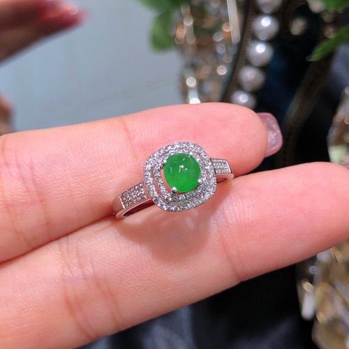 Bague Ajustable  Double Ouverture, Uf De Calcdoine Vert Naturel, Rond, Unique, De Styliste, Artisanat, Breloque, Bijoux En Argent Pour Femmes
