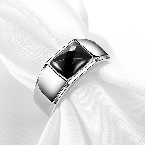 Bague Ajustable En Argent Et Agate Noire, Lumire Douce, Dominateur, Vent Froid Exagr, Visage Large, Temprament, Pour Hommes, Nouvelle Collection