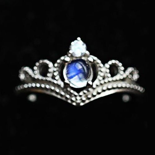 Bague Ajustable En Pierre De Lune, Design Original, Anneau D'ouverture De Couleur Bleue, Lumire Rtro, Luxe, Noble, Charme, Bijoux En Argent Pour Femmes