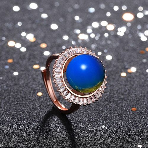 Bague Amulette En Perles D'ambre Bleue Pour Femmes, Cadeau En Argent 925, Breloque En Cristal Zircon, Bijoux En Pierres Prcieuses Naturelles  La Mode