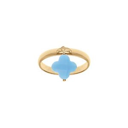 Bague Argent Dor Avec Trfle En Verre Facett Bleu Ciel