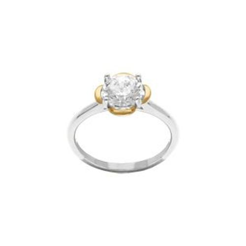 Bague Argent Dor Rhodi Fleur Oxyde Blanc Sertis