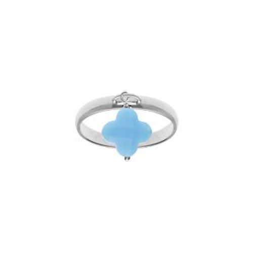 Bague Argent Rhodi Avec Trfle En Verre Facett Bleu Ciel