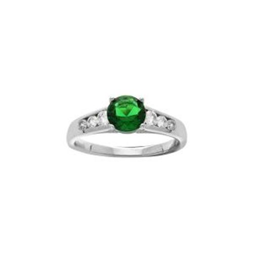Bague Argent Rhodi Oxyde Vert Et Oxydes Blancs Sertis