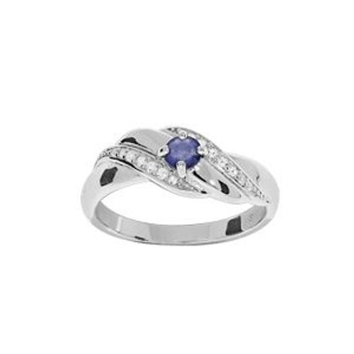 Bague Argent Rhodi Oxydes Bleus Et Blancs Sertis