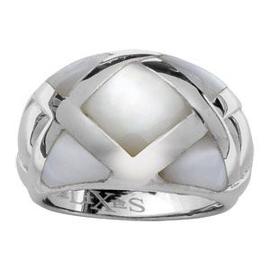 Bague argent rhodi quadillage avec nacre blanche Elix s Rakuten