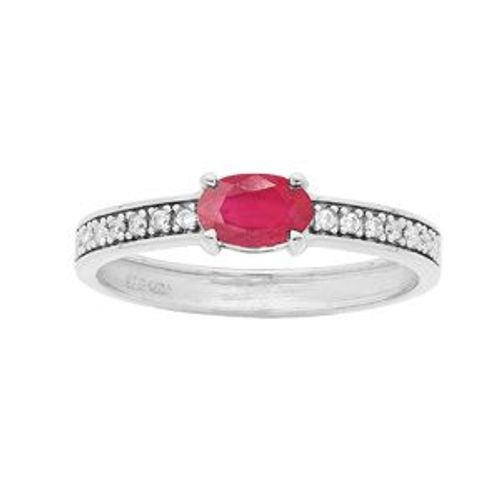 Bague Argent Rhodi Rubis Vritable Et Topazes Blanches