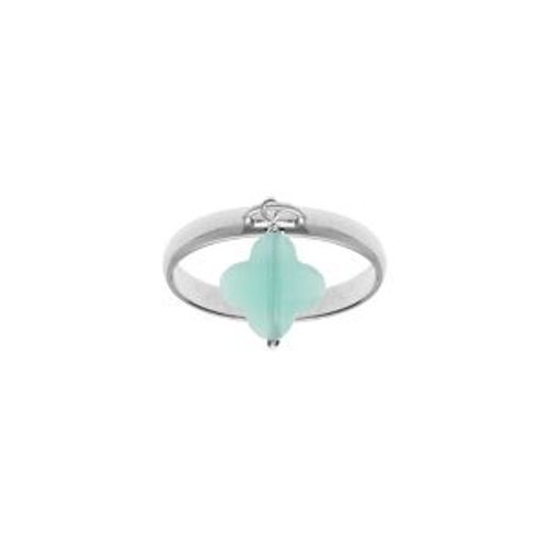 Bague Argent Rhodi Trfle En Verre Facett Vert Clair