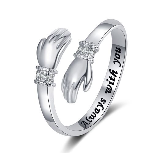 Bague Clin Rglable Avec Message D'amour Argent