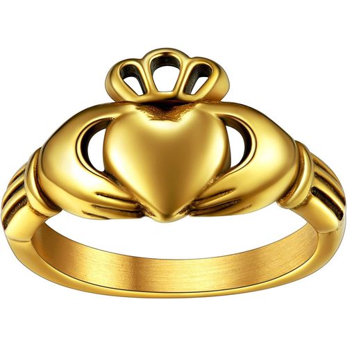 Bague Claddagh Femme Homme Personnalisable Anneau Alliance Fianailles Amiti Plaqu Or/Noir/Inoxydable Taille 52-67 Bijoux Porte Bonheur Pour Ado Fille Garon (Bote Cadeau).[Y847]