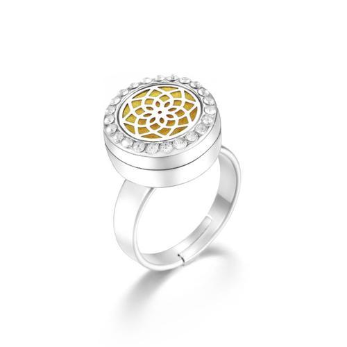 Bague D'aromathrapie Rglable Arbre De Vie, Anneaux Ouverts En Spirale De Cristal, Diffuseur D'huiles Essentielles, Bijoux Mdaillons En Acier Inoxydable, Nouveau