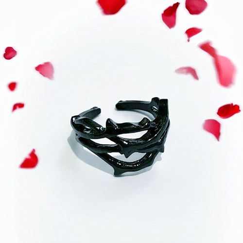 Bague D'pine Noire Rglable Unique Pour Hommes Et Femmes, Bijoux En Argent, Couronne De Fleurs, Branche D'arbre, Bague En Argent Regard