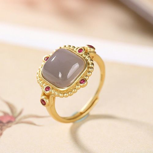 Bague D'ouverture Pour Femme, En Argent Sterling S925, Jade Htian Naturel, Violet Fum, Haut De Gamme, Style Ancien, Temprament Classique