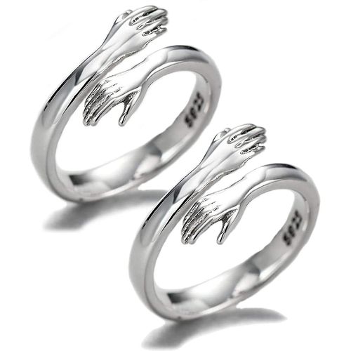 Bague De Clin De Couple, Bague De Clin En Argent Sterling 925 Pour Couple Femmes Filles Bijoux 2pcs