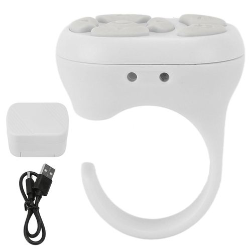 Bague de dfilement de tlcommande Bluetooth 5.3 APP Page Turner Appareil photo Obturateur de bouton selfie  distance avec tui de chargement pour tlphone portable Blanc