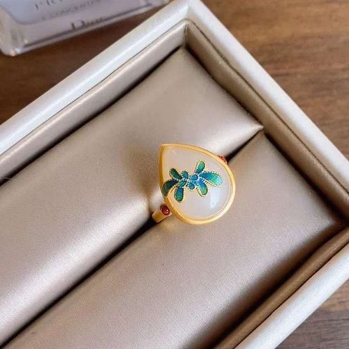 Bague De Luxe En Argent Naturel Pour Femmes, Ensemble De Bijoux En Forme De Goutte D'eau, En Jade Blanc, Style Chinois Rtro, mail Lger