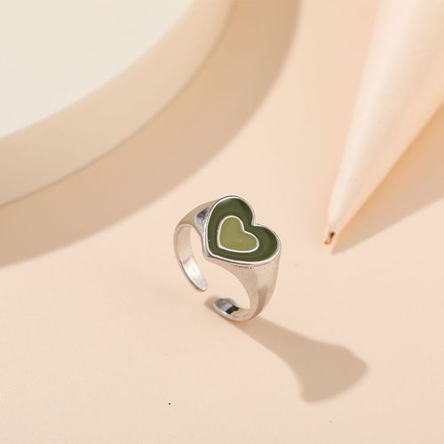 Bague De Personnalit Rtro Pour Femmes Et Hommes, Bijoux Mignons Et Amusants En Forme De CUr Avec Gouttes D'huile En Mtal, Formes Gomtriques Colores, Nouvelle Collection 2021