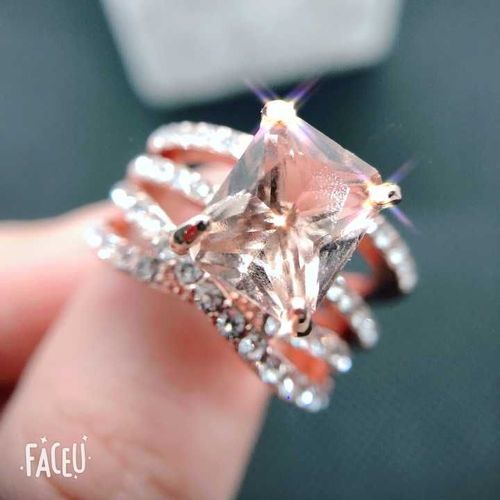 Bague De Princesse En Morganite Or Rose Pour Femme, Ensemble De Bijoux Fins,  La Mode, Cadeau Multicouches, Pour Demande De Mariage